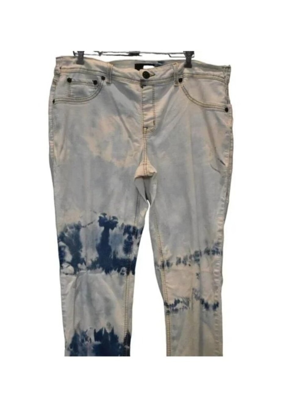 Women's A.N.A Custom Hand Bleach Dye Blue Jeans Size XL